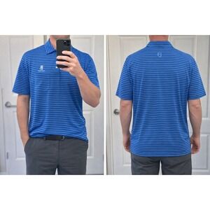 FootJoy‎ Mens M Polo Shirt Blue Striped Ritz-Carlton Sarasota Performance Golf
